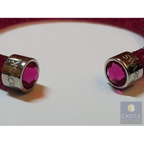 357 - Swarovski 2x Bracelets; Bangle/Cuff with Large Amount Zirconia Crystals and Stardust Fuchsia Bangle ... 