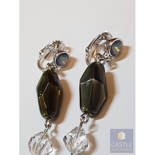 358 - Swarovski Rhinestone Dangle/Drop Clip- On/Earrings with Multicolored Crystals.