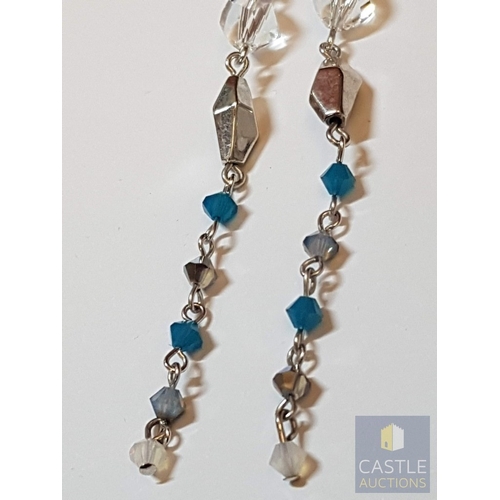 358 - Swarovski Rhinestone Dangle/Drop Clip- On/Earrings with Multicolored Crystals.