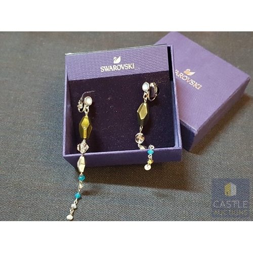 358 - Swarovski Rhinestone Dangle/Drop Clip- On/Earrings with Multicolored Crystals.