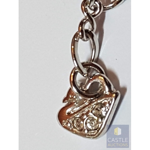 359 - Swarovski Necklace with Pendants (Padlock and Key), Decorated with Little Zircons, See Multiple Phot... 
