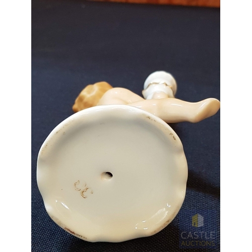 365 - Mid- Century, Circa 70's Porcelain Cherub Candle Holder, Made in Romania, Manufacturer ARPO (Argesan... 