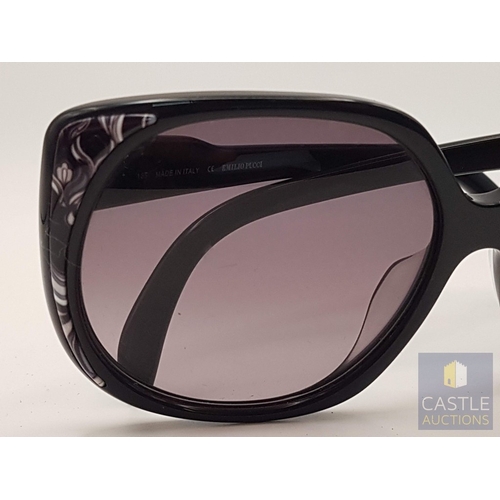 379 - Emilio Pucci Sunglasses, Model; EP690S, Black Acetate Frames and Floral Details.