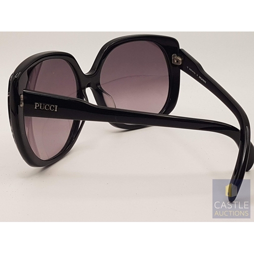 379 - Emilio Pucci Sunglasses, Model; EP690S, Black Acetate Frames and Floral Details.