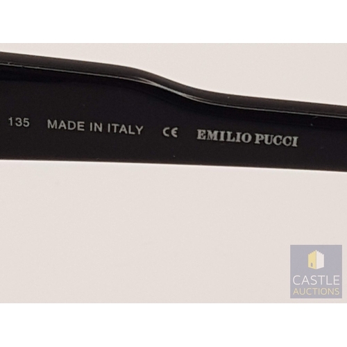379 - Emilio Pucci Sunglasses, Model; EP690S, Black Acetate Frames and Floral Details.