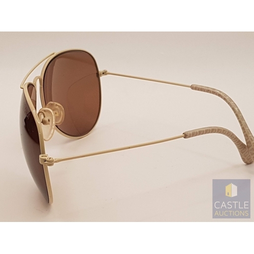 380 - Fendi Aviator Women's Ivory Sunglasses, Metal Frame in Ivory Tone and Brown Lenses, Together Case, M... 