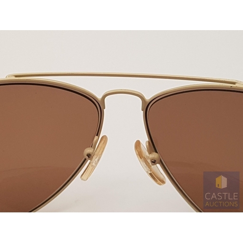 380 - Fendi Aviator Women's Ivory Sunglasses, Metal Frame in Ivory Tone and Brown Lenses, Together Case, M... 