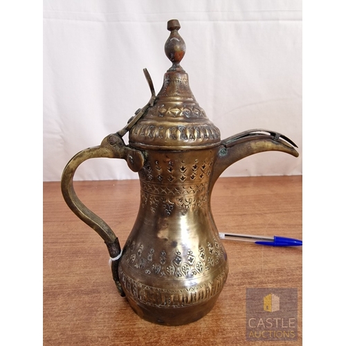 736J - Antique Copper Traditional Arabic Coffee Pot, from Emesa (Homs) Syria, with Makers Stamp / Seal, (Ap... 