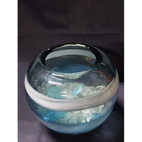 740H - Hand-Blown Art Glass Decorative Bowl, Likely 'Sea Glob' Bowl with Quantity with Quantity Sea Style a... 