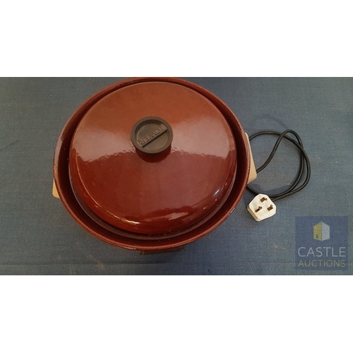 743H - Retro Large, Round, Brown 'Tower' Auto Sol-Cooker, Basic Test- Working Order.