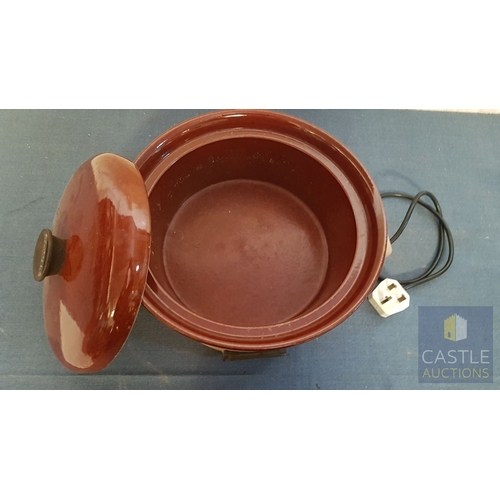 743H - Retro Large, Round, Brown 'Tower' Auto Sol-Cooker, Basic Test- Working Order.