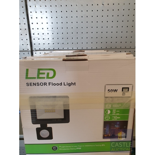 771J - 10 x 50Watt LED Sensor Floodlights, Unused In Original boxes.