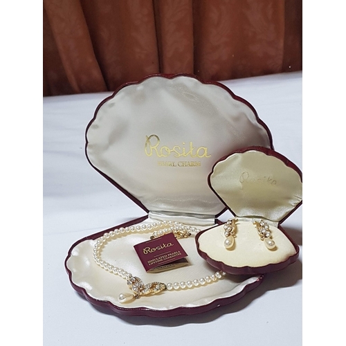 783J - 'Rosita' Vintage Faux Pearls Elegant Set Presented in Original Shell-Shaped Boxes, Single Strand Sim... 
