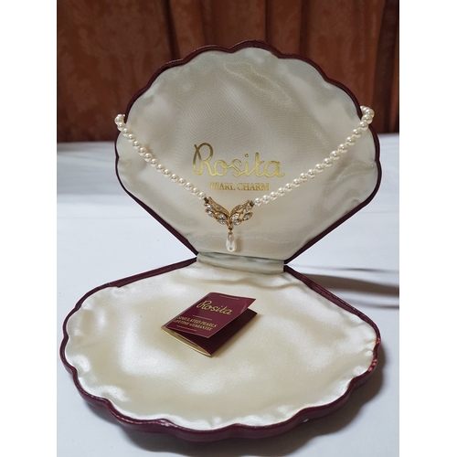783J - 'Rosita' Vintage Faux Pearls Elegant Set Presented in Original Shell-Shaped Boxes, Single Strand Sim... 