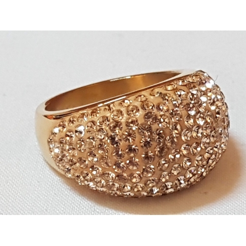 784J - Folli Follie Costume Jewelry Collection; Silver Tone Pair of Hoop Earrings, Gold Tone Pave Dome Ring... 