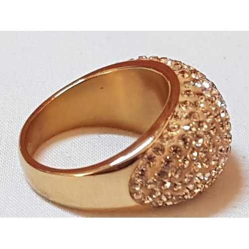 784J - Folli Follie Costume Jewelry Collection; Silver Tone Pair of Hoop Earrings, Gold Tone Pave Dome Ring... 