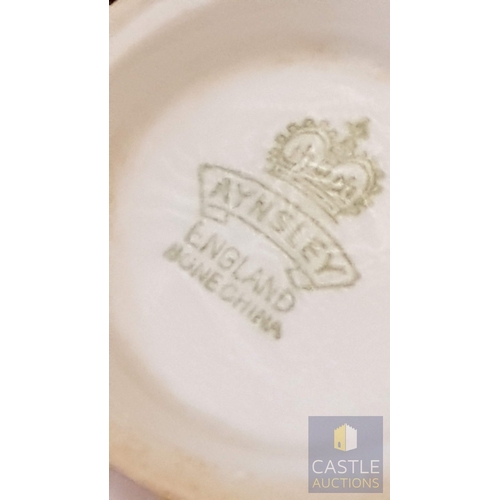787J - Vintage Light Pink Tone Porcelain 'AYNSLEY' Coffee Set with Rose Pattern; Coffee Pot (Cracked Lid- S... 
