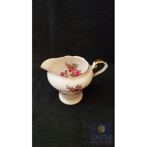 787J - Vintage Light Pink Tone Porcelain 'AYNSLEY' Coffee Set with Rose Pattern; Coffee Pot (Cracked Lid- S... 