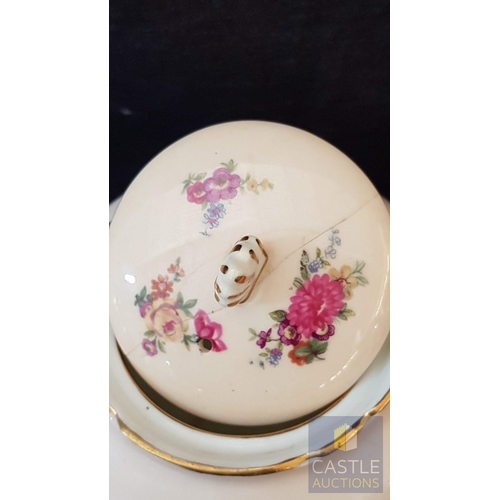 787J - Vintage Light Pink Tone Porcelain 'AYNSLEY' Coffee Set with Rose Pattern; Coffee Pot (Cracked Lid- S... 