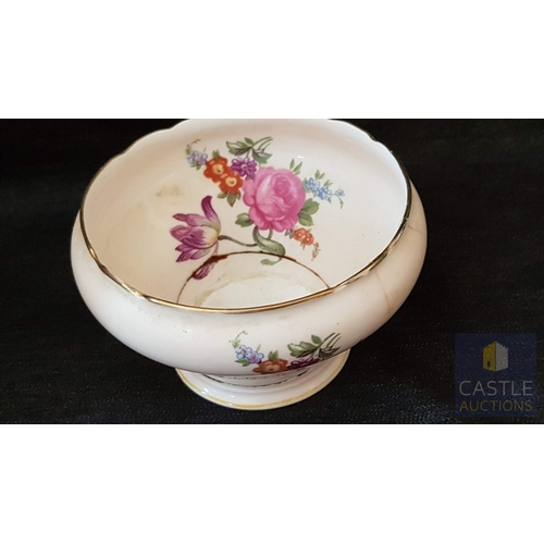787J - Vintage Light Pink Tone Porcelain 'AYNSLEY' Coffee Set with Rose Pattern; Coffee Pot (Cracked Lid- S... 