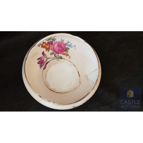 787J - Vintage Light Pink Tone Porcelain 'AYNSLEY' Coffee Set with Rose Pattern; Coffee Pot (Cracked Lid- S... 
