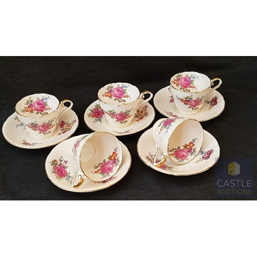 787J - Vintage Light Pink Tone Porcelain 'AYNSLEY' Coffee Set with Rose Pattern; Coffee Pot (Cracked Lid- S... 