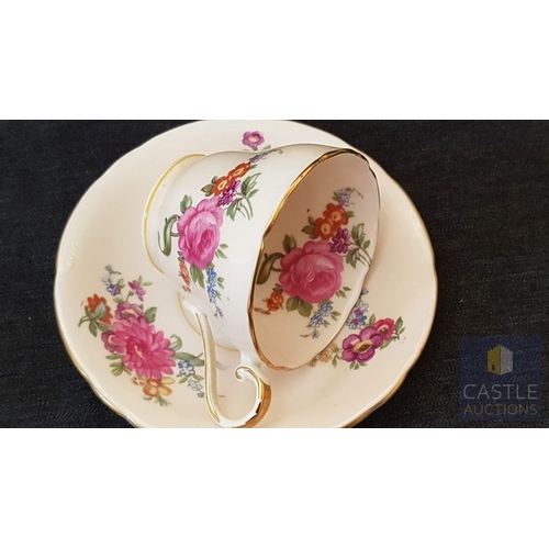 787J - Vintage Light Pink Tone Porcelain 'AYNSLEY' Coffee Set with Rose Pattern; Coffee Pot (Cracked Lid- S... 