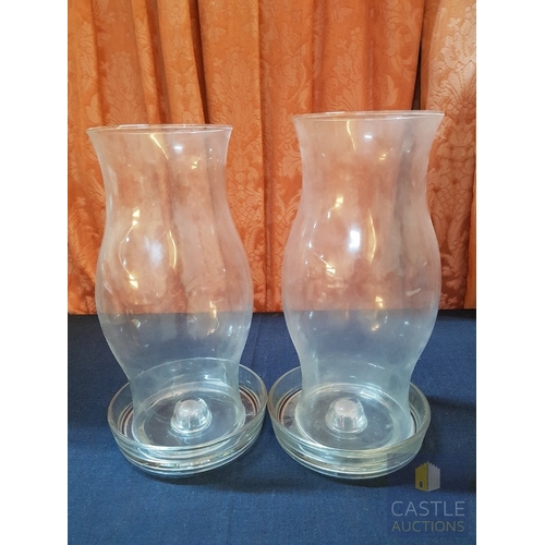 788J - 2x Glass Hurricane Candle Lamps Sets (Often Referred to as Chimney Globe Shades), Glob/Chimney (H: 2... 