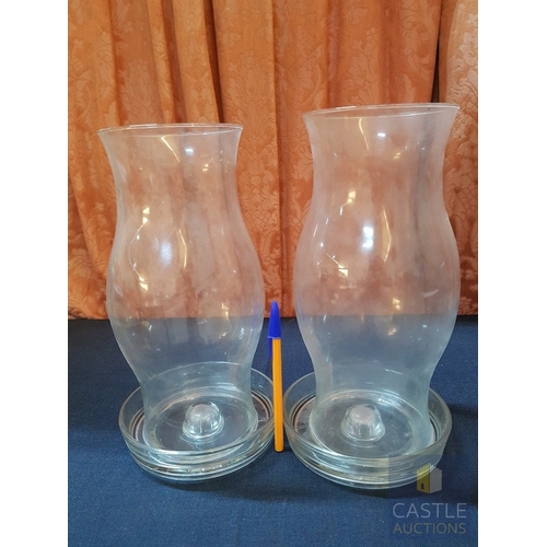 788J - 2x Glass Hurricane Candle Lamps Sets (Often Referred to as Chimney Globe Shades), Glob/Chimney (H: 2... 