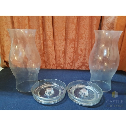 788J - 2x Glass Hurricane Candle Lamps Sets (Often Referred to as Chimney Globe Shades), Glob/Chimney (H: 2... 