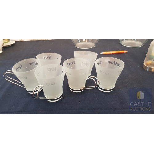 800J - 2 x Large Glass Bowls. Ø 27 cm.
8 x Glass Coasters, 6 x Glass Tea/Coffee Cups With Metal Handles & 1... 