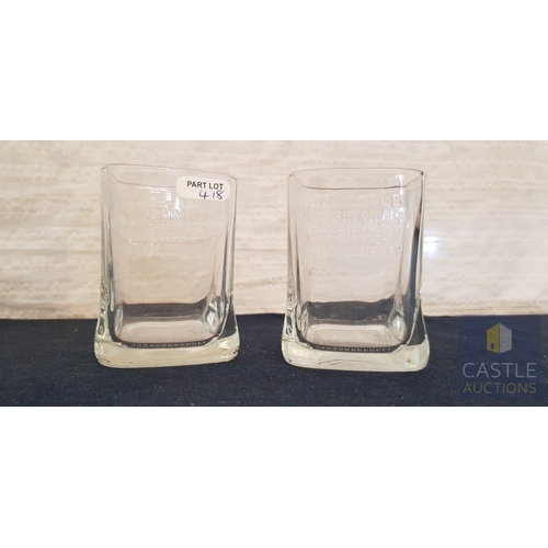 802J - Large Glass Beer Mug, 2 x Glass Whiskey Tumblers,
Together With 10 x Plastic Shot Glasses.
