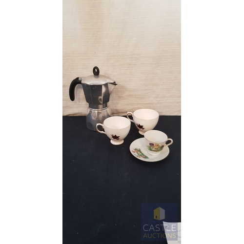 804J - 2 x Bone China Colclough Tea Cups & A Childs Design Tea Cup & Saucer, Together With & Aluminum Stove... 