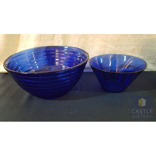 811J - Assorted Kitchen Collection; Set of 6x Ordinary Water Glasses, Royal Blue Glasses Bowls, Floral Shap... 
