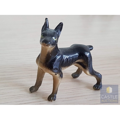 823J - Vintage Hard Plastic Mini  Doberman Pincher Dog Family, Made in Hong Kong, (3)