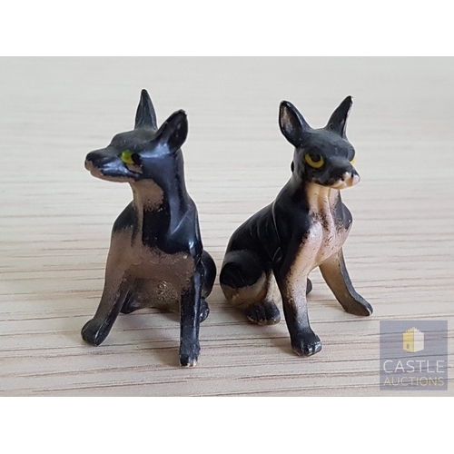 823J - Vintage Hard Plastic Mini  Doberman Pincher Dog Family, Made in Hong Kong, (3)