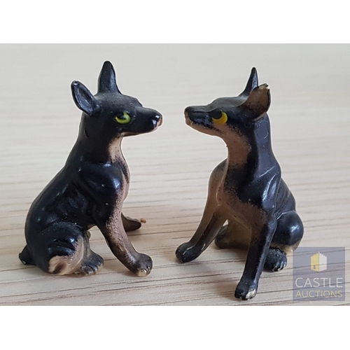 823J - Vintage Hard Plastic Mini  Doberman Pincher Dog Family, Made in Hong Kong, (3)