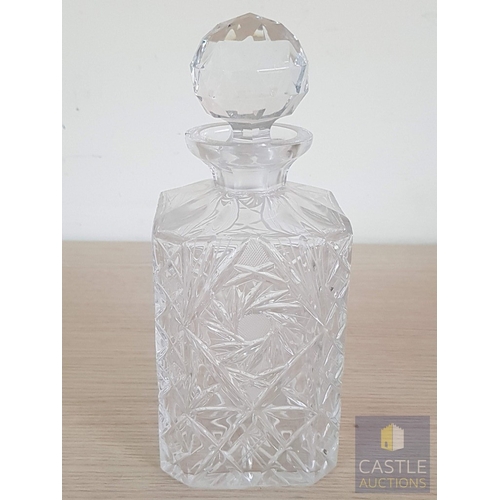 829J - Classic Square Bohemia Cut Crystal Decanter with Decorative Stopper.