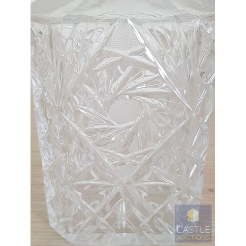 829J - Classic Square Bohemia Cut Crystal Decanter with Decorative Stopper.