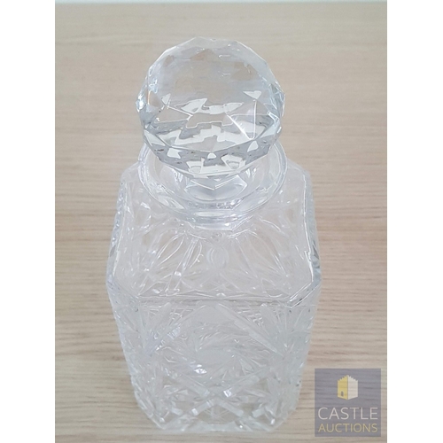 829J - Classic Square Bohemia Cut Crystal Decanter with Decorative Stopper.