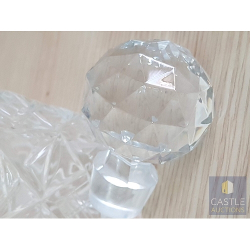 829J - Classic Square Bohemia Cut Crystal Decanter with Decorative Stopper.