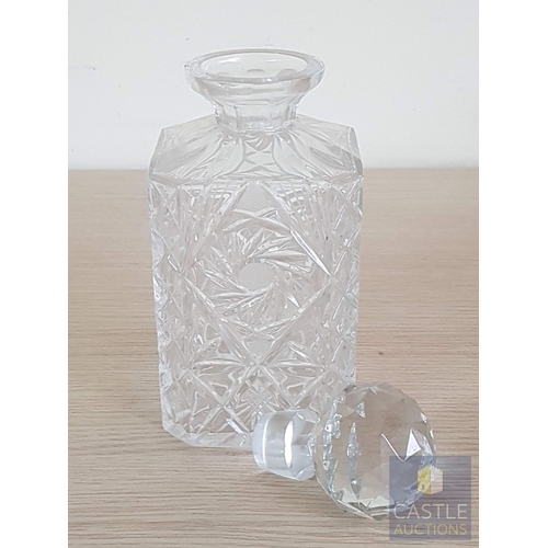 829J - Classic Square Bohemia Cut Crystal Decanter with Decorative Stopper.