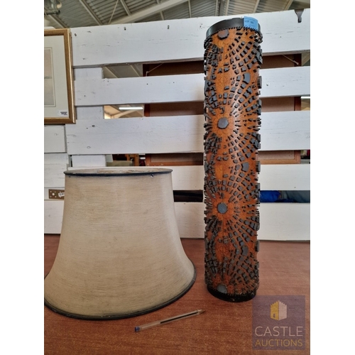 848J - Fascinating 'Potential' Lamp Base! A Vintage Wall Paper Printing Roll with Repeating Decorative Rais... 