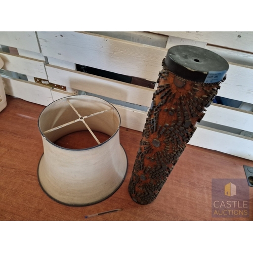 848J - Fascinating 'Potential' Lamp Base! A Vintage Wall Paper Printing Roll with Repeating Decorative Rais... 
