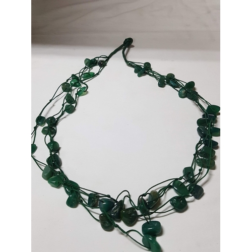 862J - Collection of Necklaces Made of Natural Stones of Various Shapes and Colors (Green, Beige and Purple... 