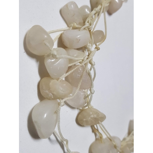 862J - Collection of Necklaces Made of Natural Stones of Various Shapes and Colors (Green, Beige and Purple... 