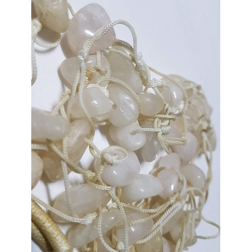 862J - Collection of Necklaces Made of Natural Stones of Various Shapes and Colors (Green, Beige and Purple... 