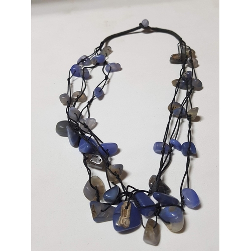 862J - Collection of Necklaces Made of Natural Stones of Various Shapes and Colors (Green, Beige and Purple... 