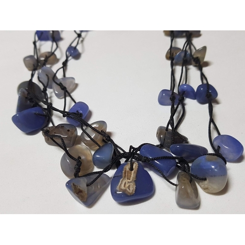 862J - Collection of Necklaces Made of Natural Stones of Various Shapes and Colors (Green, Beige and Purple... 