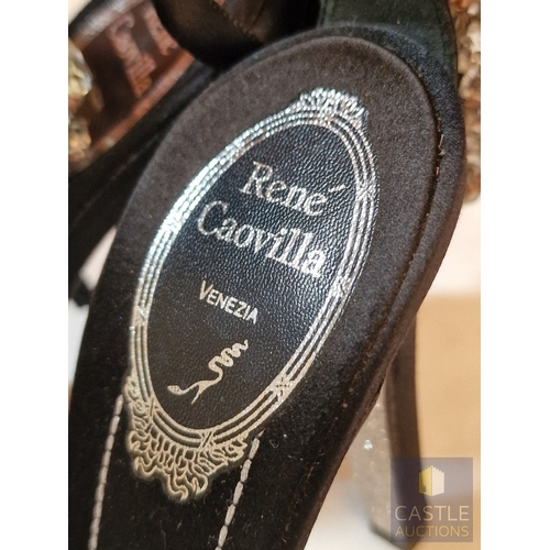 RENÉ CAOVILLA – Pair of Crystal and Bead Embellished Satin Evening ...